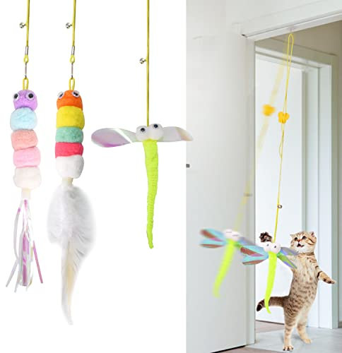 3Pcs Hanging Cat Toys for Indoor Playing - Interactive Exercise and Entertainment Toy, Retractable Door Catnip Toy With Bells for Cats and Kittens