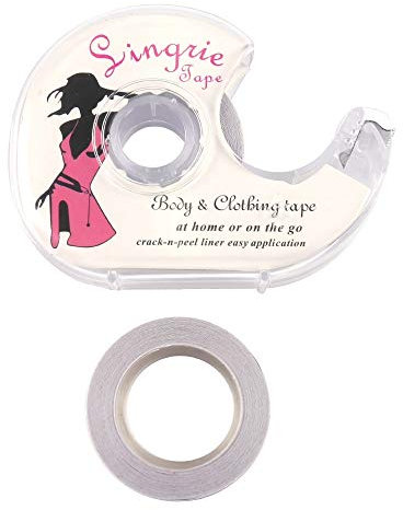 ZHIYE 10m Body Double Sided Tape, 2 Rolls Self Adhesive Lingerie Tape Clothes Flash Tape 5m Each Roll with a Dispenser for Dress Secret Bra Tape, Transparent