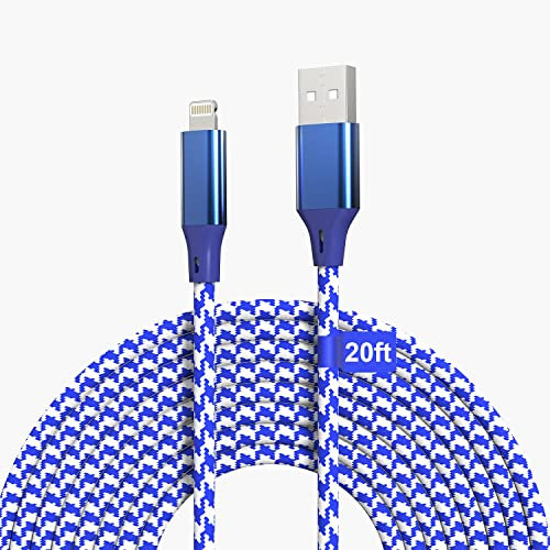Cable Cargador iPhone 6M Largo Cable iPhone Carga Rápida MFi Certificado Cable Lightning, Cable Cargador iPhone Nylon Trenzado Cable USB para iPhone 14 13 12 11 Pro XS MAX XR X 8 7 6S Plus 5 5S, iPad