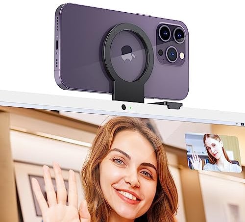 PROfezzion Metal Continuity Camera Mount for Mac Desktops & Displays, Compatible with iMac 2017 & Later, iMac Pro 2017, Studio Display, Pro Display XDR, iPhone 16/15/14/13/12 Phones & Mag-Safe Case