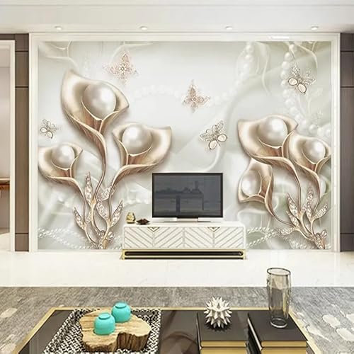 Fototapete 3D Calla Lily Butterfly Wandbild Wohnzimmer TV Sofa Schlafzimmer Home Decor Fresko 350CM(W)*256CM(H)