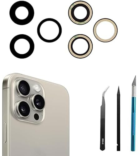 3pcs/Set Rear Camera Lens Replacement for iPhone 15 Pro Back Camera Lens Glass Replacement with Professional Repair Tool Kit