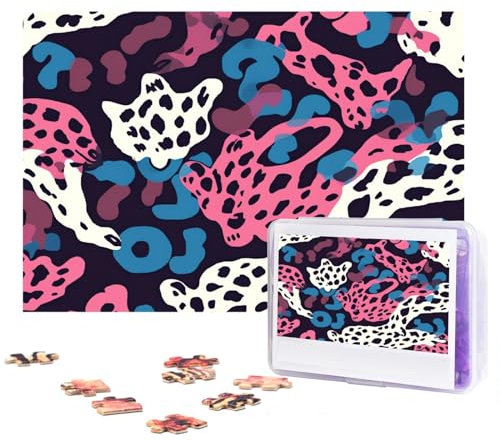 300-teiliges Puzzle für Erwachsene, personalisiertes Bildpuzzle, Blau, Rosa und Panther, individuelles Holzpuzzle für Familie, Geburtstag, Hochzeit, Spielabende, Geschenke, 38,1 x 25,9 cm