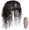 Echthaar-Topper für Frauen, gelockt, gewellt, 13 x 14 cm, Mittelteil, Seidenbasis, Clip-in-Haarteile oben mit Pony(Black,Hair 40cm)