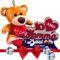 Muttertagsgeschenk 2024 – Weißer Teddybär + Baci Perugina 37,5 g + rote Rose + Ornament mit der Aufschrift „I Love Mom“.