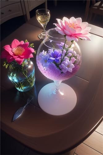 5D Diamond Painting Vase Diamant Painting Bilder Wasserbecher Diamond Painting Erwachsene 50x75cm Diamond-Painting Full DIY Diamant Kunst Malerei Stickerei Kreuzstich Bilder Home Wand Dekor ZP-6957