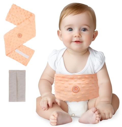 Comfheat Colic Relief for Babies Belt, Flaxseed Heated Tummy Wrap, Baby Belly Wrap Swaddling Belt with Soothing Warmth, Natural Relief for Upset Stomach in Babies and Toddlers, 0-3 Years (Orange)