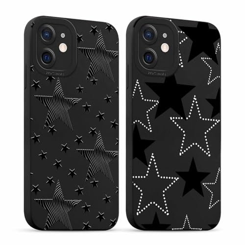 Foonary 2 Pack Fashion Phone Cases for iPhone 11 Case 6.1, Star Aesthetic Print Slim Soft Silicone TPU Case for Women, Shockproof Cover Protective Funda para Girls, Black for iPhone 11