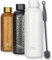 Milu Stainless Steel Water Bottle 750ml Vaccum Insulated Large Drink Flask Water Bottles Leakproof Keep Drinks Hot Cold for Bike Camping Sports Gym incl. Cleaning Brush (White Leopard, 750ml)