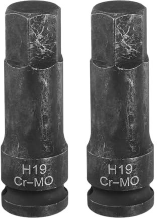 QUARKZMAN 2Pcs Embouts à Choc Hexagonaux H19 (19mm) pour Douilles 1/2 en Acier CR-MO Rallongés pour Adaptateur de Tournevis Électrique à Cliquet Fixant les Vis