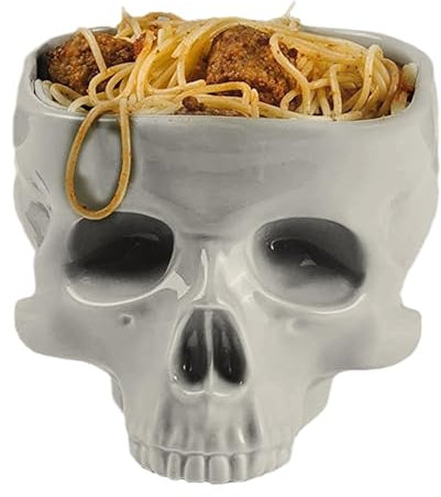 Vajilla de Halloween - Plato para refrigerios de esqueleto con utensilios, soporte para dulces espeluznantes | Bandeja de golosinas y servidor de refrigerios con cabeza de calavera, decoración del
