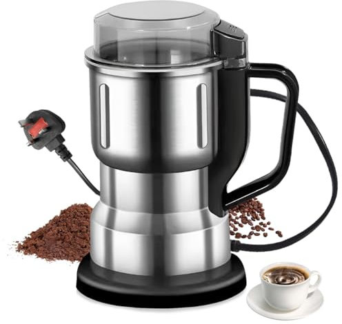 Electric Coffee Bean Grinder, LULUWA 300W Household Stainless Steel Coffee Grinding Mixer with Overheat Protection for Nut Spices Seeds Grains