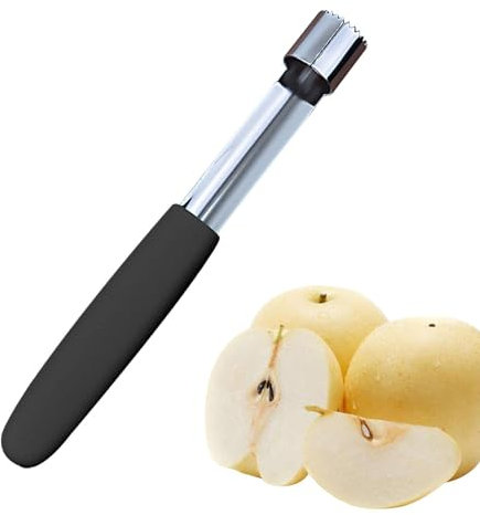 Vriusi Edelstahl-Entkerner für Birnenfrüchte, Obst- und Gemüsekernentferner - Präziser Apfelentkerner aus Edelstahl | Apfelkernentferner mit ergonomischem, glattem Griffdesign