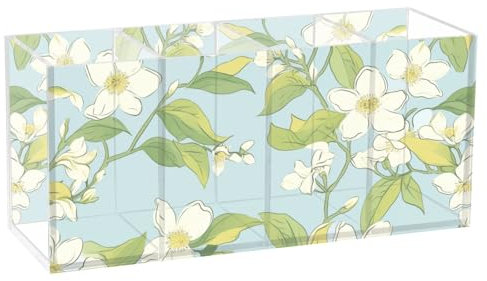 Pot à crayons en acrylique transparent à 4 compartiments, pour pinceaux de maquillage, accessoires de bureau, salle de bain, cuisine