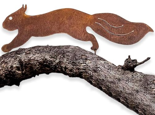 Peysaitr Rostiges Eichhörnchen Deko Gartenstecker, 9cm x Länge 30cm, Ostern Rost Deko Gartendeko für Draußen, Rost Deko Aussen zum Schraube in Holz