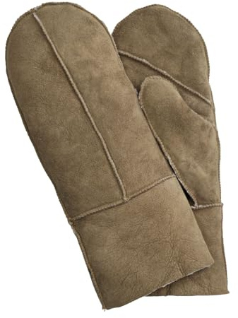 Infinity Leather Womens Tan Genuine Real Sheepskin Suede Mittens Warm Gloves