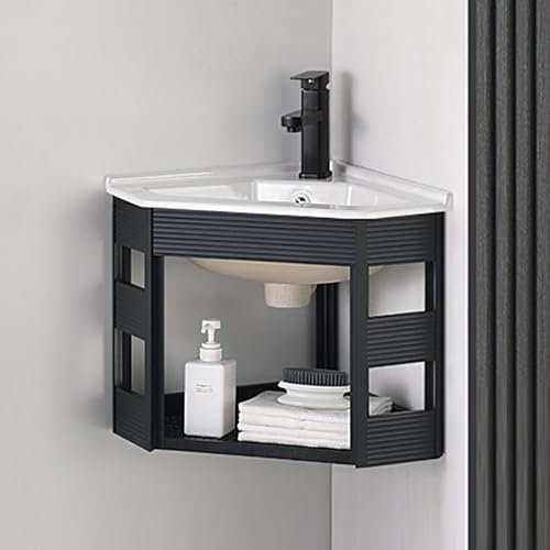 HXYhydrypd Mobili Bagno con Lavabo, Mobile Bagno Sospeso, Mobiletto Bagno Salvaspazio, Mobiletto Angolare per Bagno con Lavandino per Piccoli Spazi