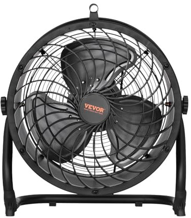 VEVOR Ventilador de Piso de Alta Velocidad de 3 Velocidades, 2520 CFM, Inclinación de 360°, Flujo de Aire de 7,2 m/s, para el Gimnasio, la Tienda Comercial y el Dormitorio, 254 x 508 x 584 mm