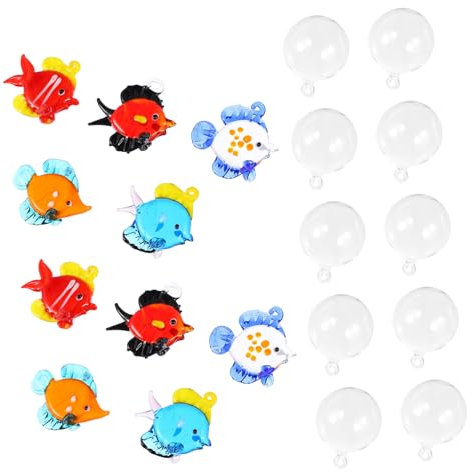 JUMPLAWN Adornos para Pecera De Cristal Flotante Decoración De Peces De Cristal para Acuarios Colección 10 Piezas Vidrio Transparente para Acuarios Agua Dulce y Salada Decoración Hogar Amantes Peces