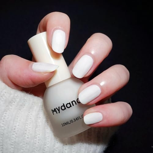 White Nail Varnish - Matte Nail Polish - 60 Seconds Quick Dry Nail Polish - Natural Nail Varnish Long Lasting - Nail Paint Manicure Art for Women Girls