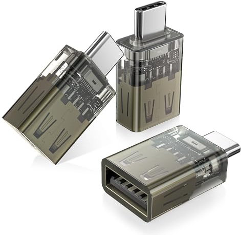 Basesailor USB-C auf USB Adapter 3Pack,Transparent Thunderbolt 4 5 USBC Stecker zu A Buchse Stick OTG Adapter,Typ C Konverter für MacBook Pro Air,Apple iPhone 17 16 15,Samsung S25,iPad
