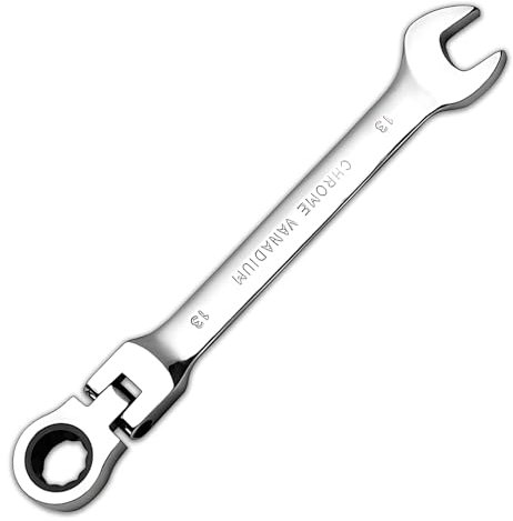 Nurhore Ratchet Spanner 13mm, Flex-Head Ratcheting Wrench, Chrome Vanadium Steel Metric Wrench, 13mm Spanner Suitable for DIY, Pipeline, Car, Bicycle Repair & Home Maintance