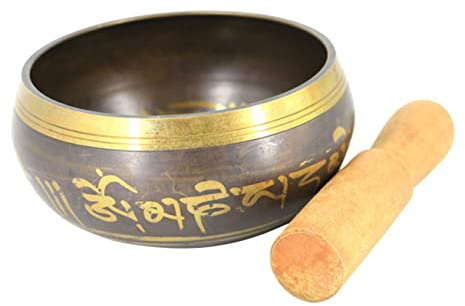 CVUTOVO Klangschale für Yoga und Meditation mit Holzklöppel aus Kupfer Tibetisches Klangschalen Satz Handgefertigte Buddhismus Angebot für Entspannende Meditationsübungen