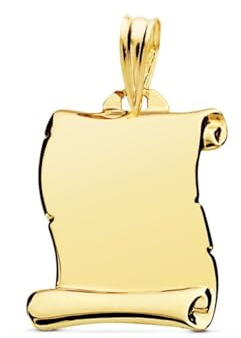 Inmaculada Romero IR Pergamino Placa Colgante en Oro 9k de 18mm. liso