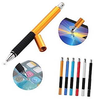 2 in 1 Disc Fiber Tip Stylus Pen Gold Metal for Tablets Phones | Disc Tip, Accurate Point, Universal for Touch Screens, Tablets and Cell Phones, Smooth Control