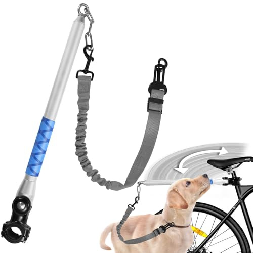 Abnehmbar Einstellte Drehung hundeleine freihändig Für Fahrrad (Silber) | Fahrrad Hundeleine Trainingsleine HäNde Frei Teleskop Fahrradleine Hund Für Laufen Draußen Gassigehen Radfahren Hände frei