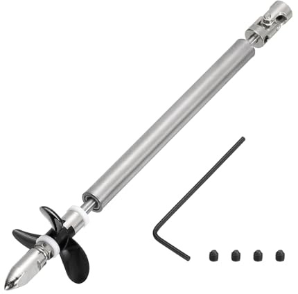 sourcing map Drive Shaft W Propeller and Universal Joint for RC Boat Coupler Assemble Kit, L130mm Shaft, L80mm Sleeve, D36mm Three Propeller, Fit for 5 mm Motor Shaft