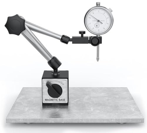AccuGrapha Messuhr mit Zentralklemmung, 0-20mm Messtaster, 0,01 mm Messgenauigkeit, 176lbs/80 kg mit Magnetfuß, für Messuhr mit konventionellem Zifferblatt