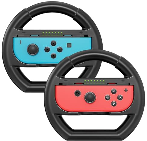 Deruitu 2 packs de volants compatibles avec la Nintendo Switch et la manette OLED, accessoires pour manette Switch Racing Wheels pour Mario Kart 8 Deluxe