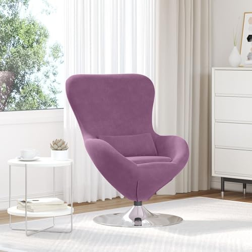 SKTQYQO Sessel aus violettem Samt, moderner Stuhl mit drehbarem Sockel für Wohnzimmer, ergonomisches Design und hochwertige Materialien für maximalen Komfort und Entspannung, Farbe Violett,