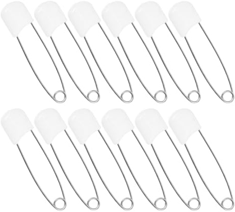 30 Stück Packung Sicherheitsnadeln für Babywindeln, Große Windelklammern | Weiß, Zinklegierung und Reusable Pp, Tragbar, Mehrzweck, für Stoff und Wipes