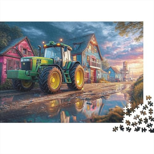 Ländliche Traktorszene–Vintage-Bauernhoflandschaft–1000 Teile–Stabiler,Dicker Karton–Einrahmbar–Ideal für Reisen,Urlaub,Freizeit,Erwachsene,Familien,Jugendliche und Puzzle-Anfänger–38 x 26 cm
