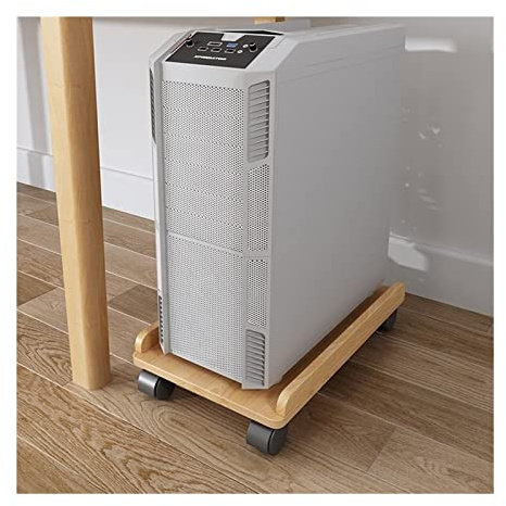 PC case con rotelle Bloccabili Supporto torre for PC mobile sotto la scrivania, carrello porta CPU in legno(Natural)