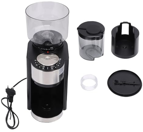 Pwshymi Kaffeemühle mit Grat, Verstellbar, Konischer Mahlgrad aus Edelstahl, für den Einsatz in der Küche zu Hause, Im Büro, 250 G Fassungsvermögen (EU-Stecker 220 V)
