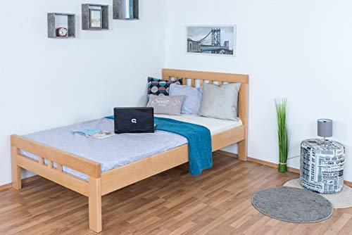 Einzelbett/Gästebett Easy Premium Line K8, 120 x 200 cm Buche Vollholz massiv Natur