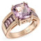 Art Deco Stil 5,45 Karat Kissen Smaragdschliff Pink Amethyst Ring Für Frauen Mit Rhodolith Granat Baguette, Roségold Plattiertem .925 Sterling Silber