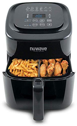Nuwave Grande Capacité Airfryer 6L - 1800 W Friteuse san Huile avec 3 Modes, Technologie de Flux D'air et Contrôle Précis de la Température pour une Cuisine Saine et Opérations Faciles - Noir
