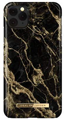 IDEAL OF SWEDEN Bedruckte Handyhülle, schützende Abdeckung aus Hartplastik mit Mikrofaserfutter für das iPhone. Kompatibel mit iPhone 11 Pro Max und iPhone XS Max (Golden Smoke Marble)