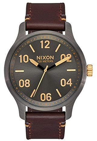 Nixon Herren Analog Japanischer Quarz Uhr mit Echtes Leder Armband A1243-595-00