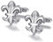 BOBIJOO JEWELRY - Paire de Boutons de Manchette Fleur de Lys France Argenté Lis 19x17mm