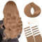 TESS Tape Extensions Echthaar Hellbraun #6 Klebeband Haarteile Tape in Remy Human Hair Glatt Haarverlängerung 10 Stück 24(60cm)-25g