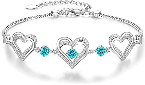 CDE Armband Damen 925 Sterling Silber Herz Rosegold Geschenk für Sie Geburtsstein Armbänder Frauen Schmuck Weihnachten Valentinstag Geburtstags Muttertags Hochzeits Jubiläums