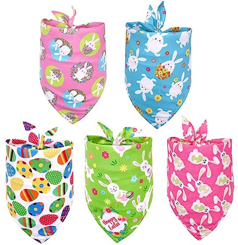 VALICLUD 5Pcs Hund Bandana Ostern Pet Dreieck Kopf Schal Zubehör Lätzchen Welpen Kitty Bandana Schal Haustier Hund Katze Halstuch Halstuch Set