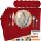 Mahewa® 6er Set Premium Tischset aus Kunstleder - Platzset abwaschbar und wasserdicht - Platzdeckchen Telleruntersetzer in Lederoptik (Bordeaux, Eckig)