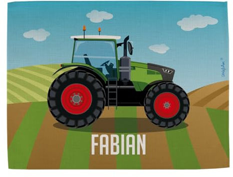 Striefchen® Platzdeckchen für Jungen mit verschiedenen Motiven und Wunschname Traktor