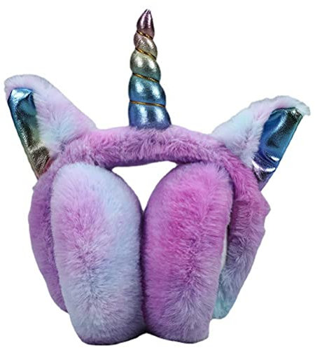 BBABBT Cache-oreilles licorne pour filles en peluche colorée, cache-oreilles en forme de licorne colorée, pour femmes, enfants, filles